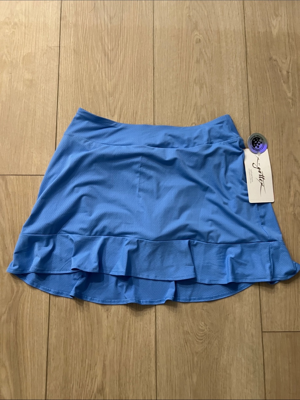 Gottex Sky Blue Ruffle Hem Skort